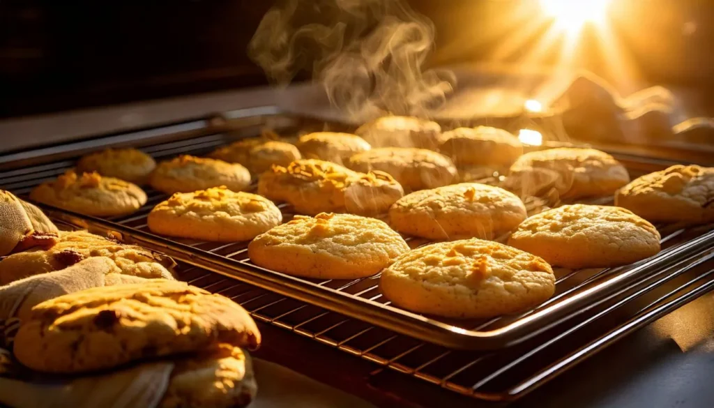 Why Butterscotch Pudding is the Secret to Perfect Cookies 10 A tray of freshly baked butterscotch cookies with golden edges and slightly underbaked centers.