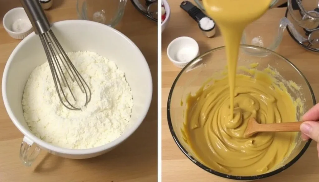 Why Butterscotch Pudding is the Secret to Perfect Cookies 7 A bowl of dry ingredients being whisked and added to a wet cookie dough mixture.