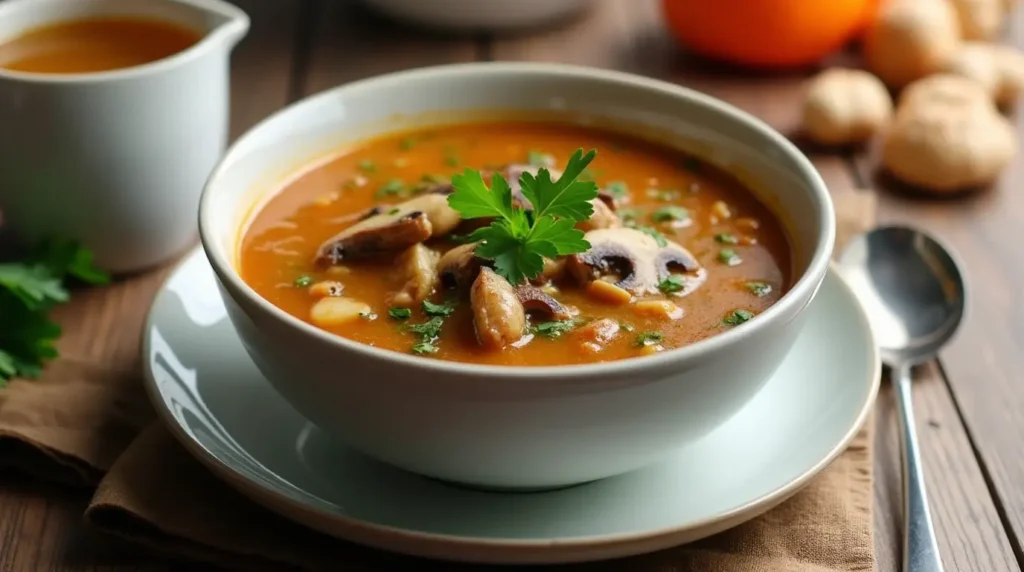 Final shot of Hungarian Mushroom Soup in a bowl.