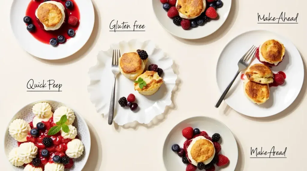 Assorted patriotic desserts labeled with features