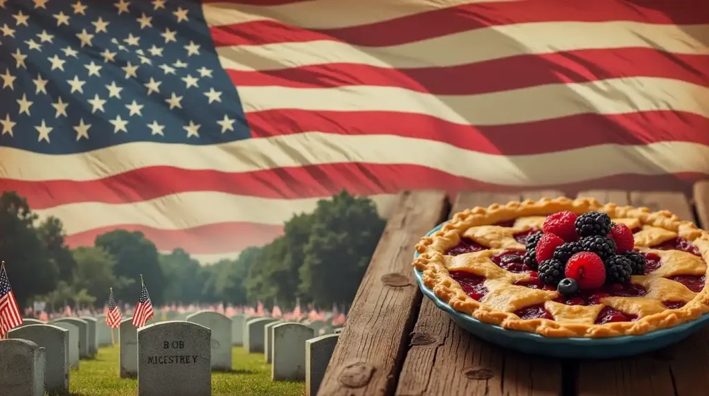 Memorial Day symbols and a berry pie
