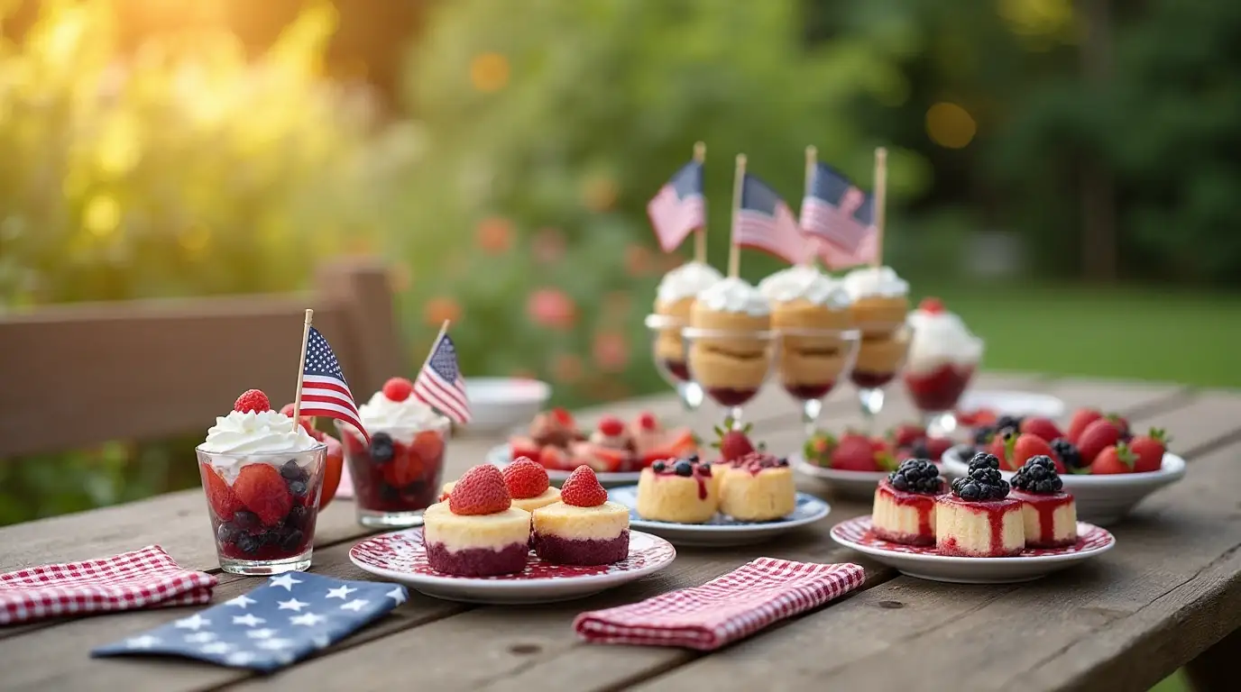 Homemade Memorial day Desserts on a picnic table