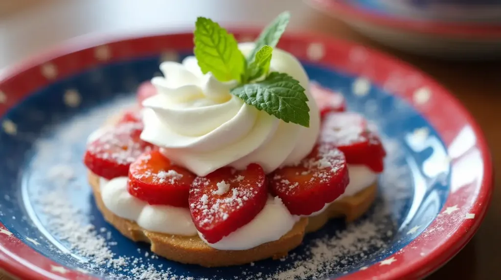 Memorial Day dessert with patriotic garnish